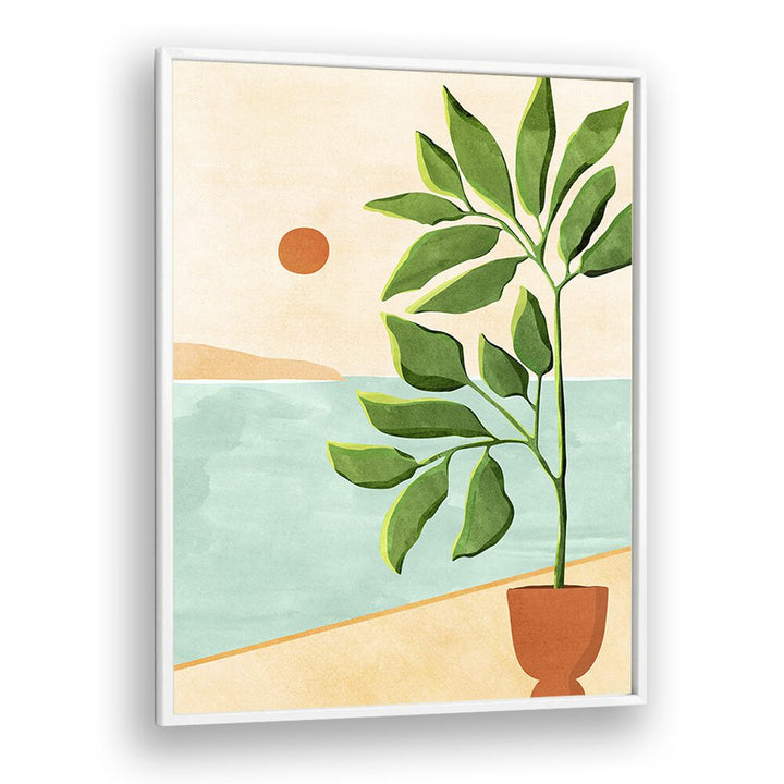 Escape to the Coast by Kristian Gallagher Botanical Flower Paintings Floral Paintings in White Plain Frame