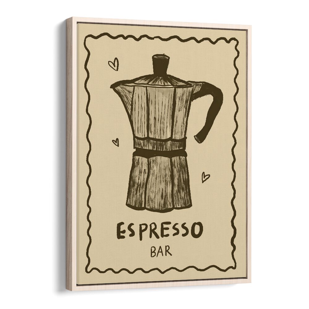 Espresso Bar by Studio Dolci Kitchen Art Prints in Oak Wood Floater Frame