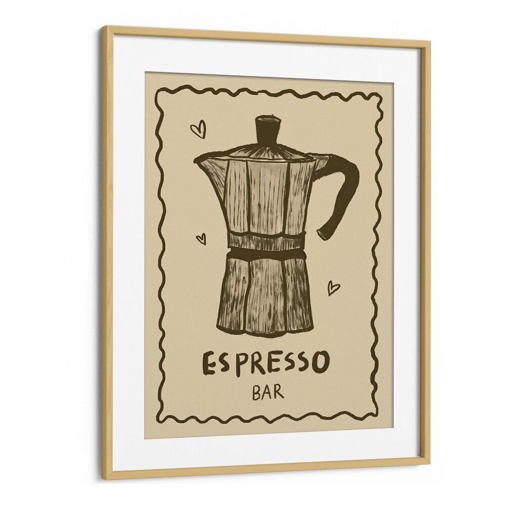 Espresso Bar by Studio Dolci Kitchen Art Prints in Oak Wood Frame With Mount