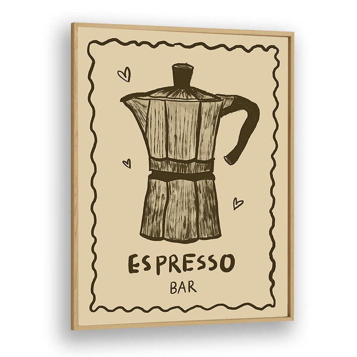 Espresso Bar by Studio Dolci Kitchen Art Prints in Oak Wood Plain Frame