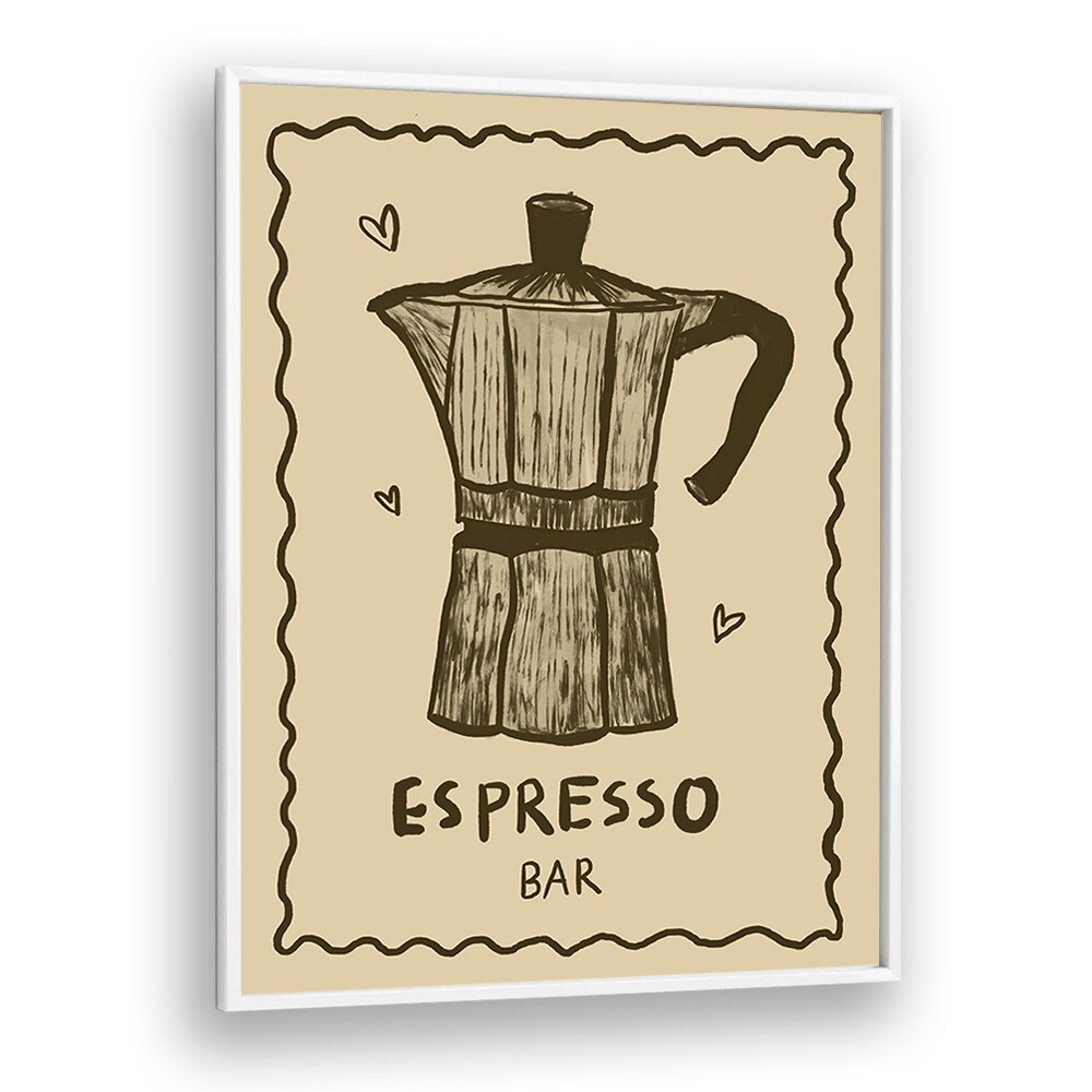 Espresso Bar by Studio Dolci Kitchen Art Prints in White Plain Frame