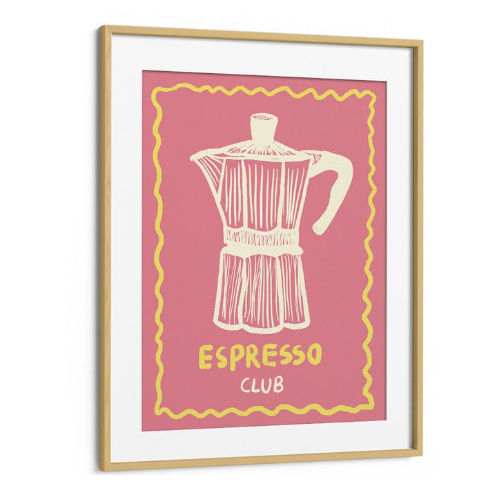 Espresso Club ii by Studio Dolci Kitchen Art Prints in Oak Wood Frame With Mount