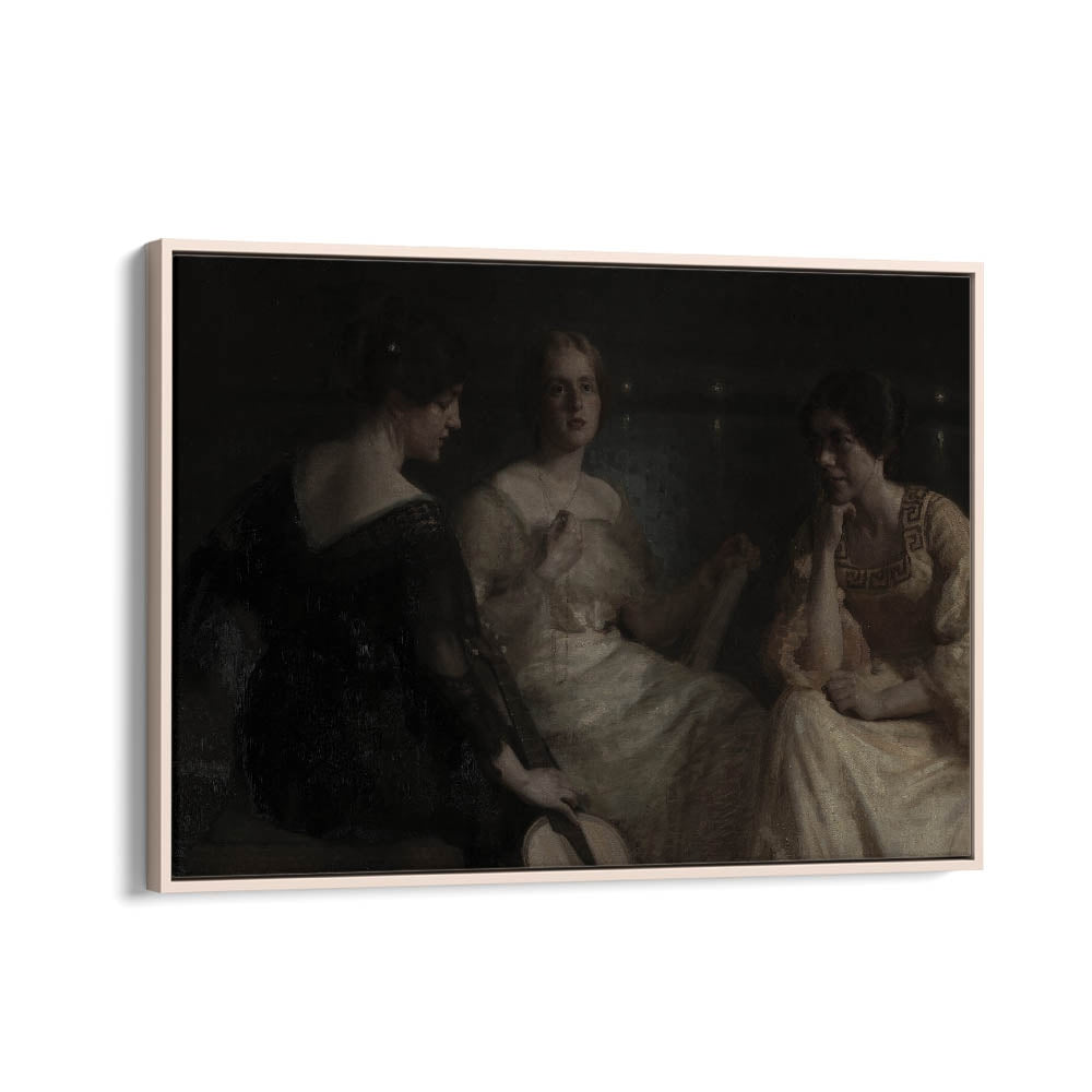 Ethereal Conversations Gothic Wall Art Prints in Oak Wood Floater Frame