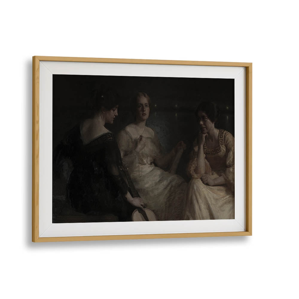 Ethereal Conversations Gothic Wall Art Prints in Oak Wood Frame With Mount