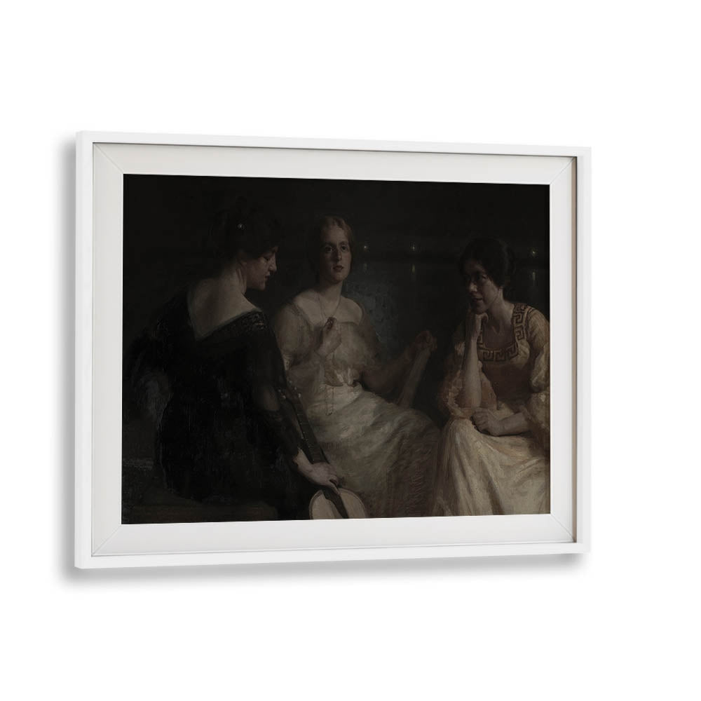 Ethereal Conversations Gothic Wall Art Prints in White Frame With Mount