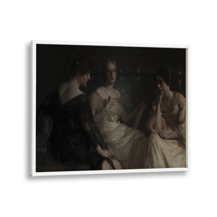 Ethereal Conversations Gothic Wall Art Prints in White Plain Frame