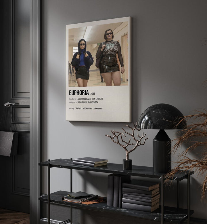 Euphoria 2019 II Movie Posters in Gallery Wrap placed on a wall behind a table and beside a door
