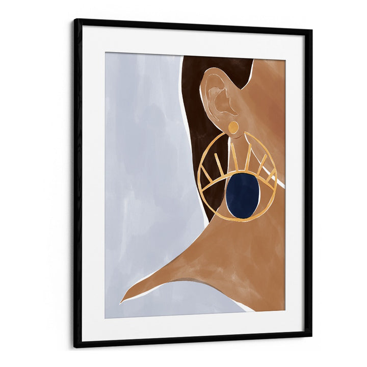 Evil Eye Earring By Ivy Green Women Illustration Paintings in Black Frame With Mount