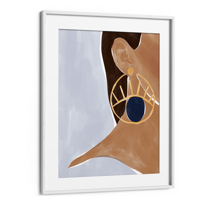 Evil Eye Earring By Ivy Green Women Illustration Paintings in White Frame With Mount