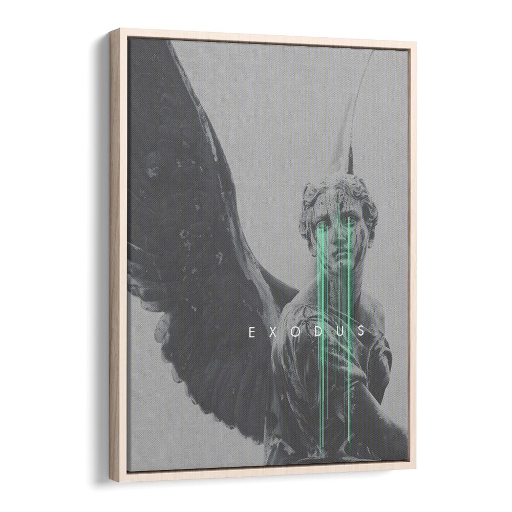 Exodus By Frank Moth Surreal Art Prints Surrealism in Oak Wood Floater Frame