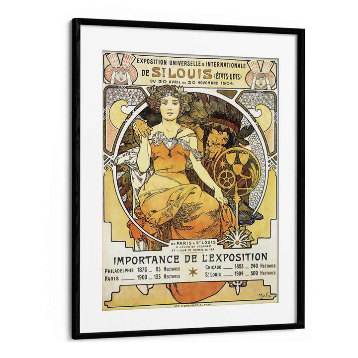 Exposition Universelle Internationale De St Louis 1903 By Alphonse Mucha Vintage Paintings in Black Frame With Mount