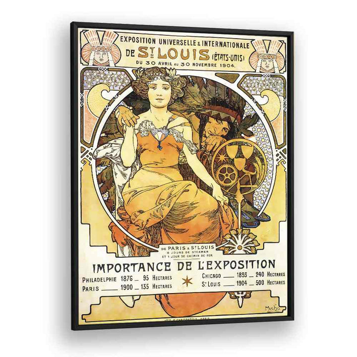 Exposition Universelle Internationale De St Louis 1903 By Alphonse Mucha Vintage Paintings in Black Plain Frame