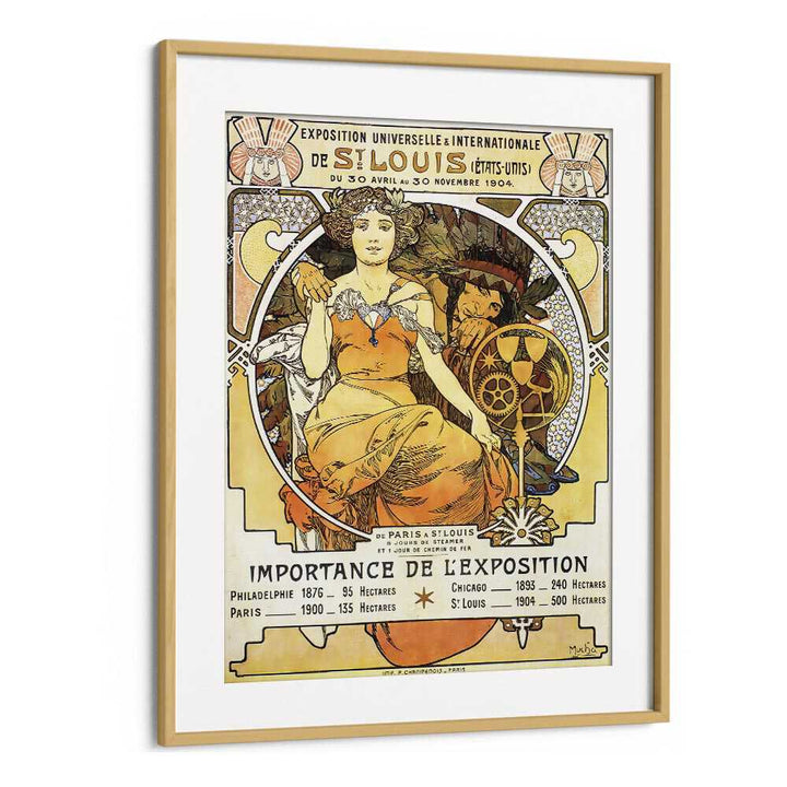 Exposition Universelle Internationale De St Louis 1903 By Alphonse Mucha Vintage Paintings in Oak Wood Frame With Mount