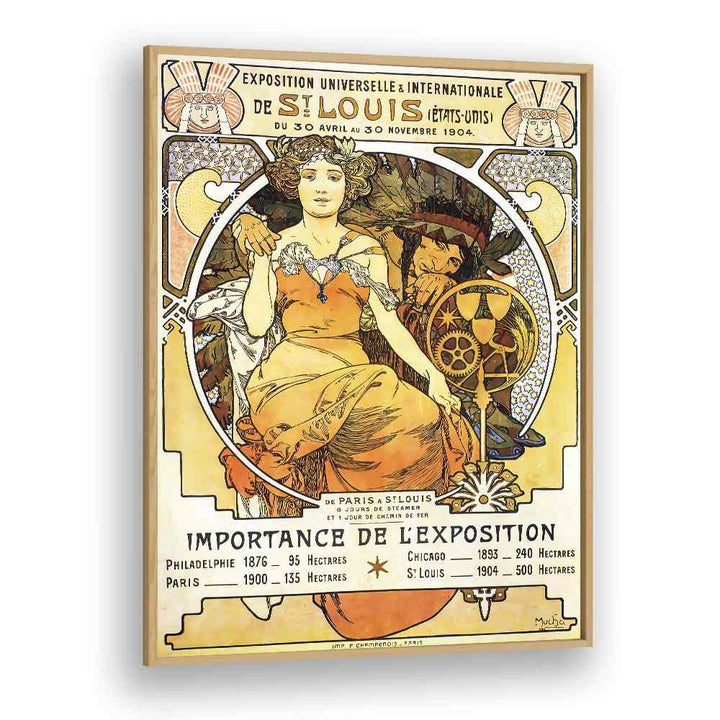 Exposition Universelle Internationale De St Louis 1903 By Alphonse Mucha Vintage Paintings in Oak Wood Plain Frame