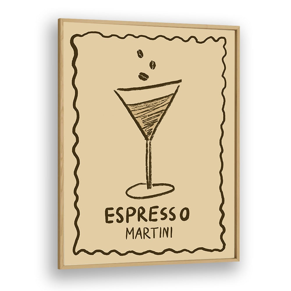 Expresso Martini by Studio Dolci Kitchen Art Prints in Oak Wood Plain Frame