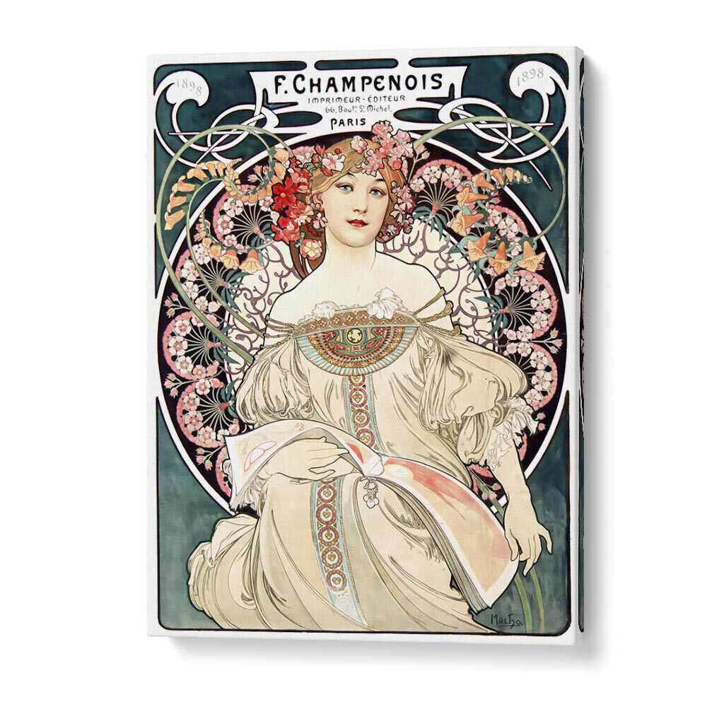 F Champenois Imprimeur Editeur 1898 By Alphonse Mucha Vintage Paintings in Gallery Wrap