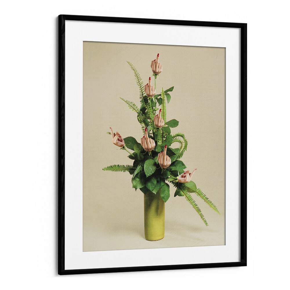 F U Bouquet Surreal Painting Artwork  in Black Frame With Mount