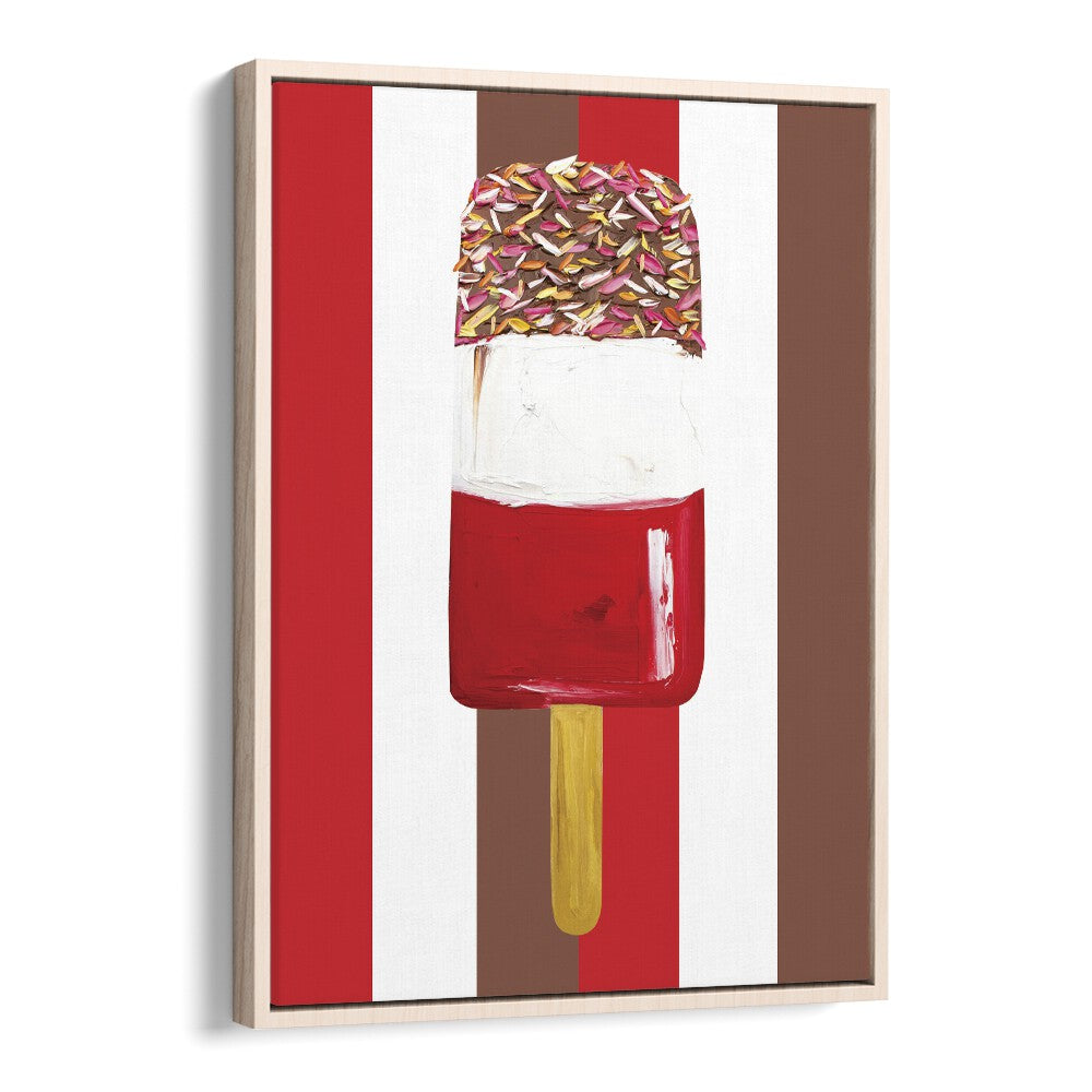 Fab Stripes Pop Art Artwork in Oak Wood Floater Frame