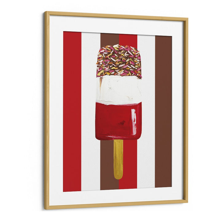 Fab Stripes Pop Art Artwork in Oak Wood Frame With Mount