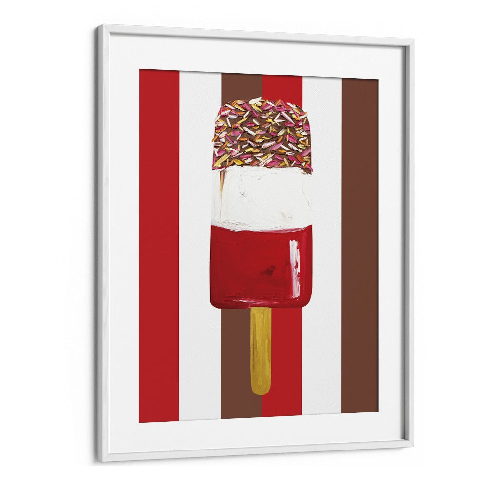 Fab Stripes Pop Art Artwork in White Frame With Mount