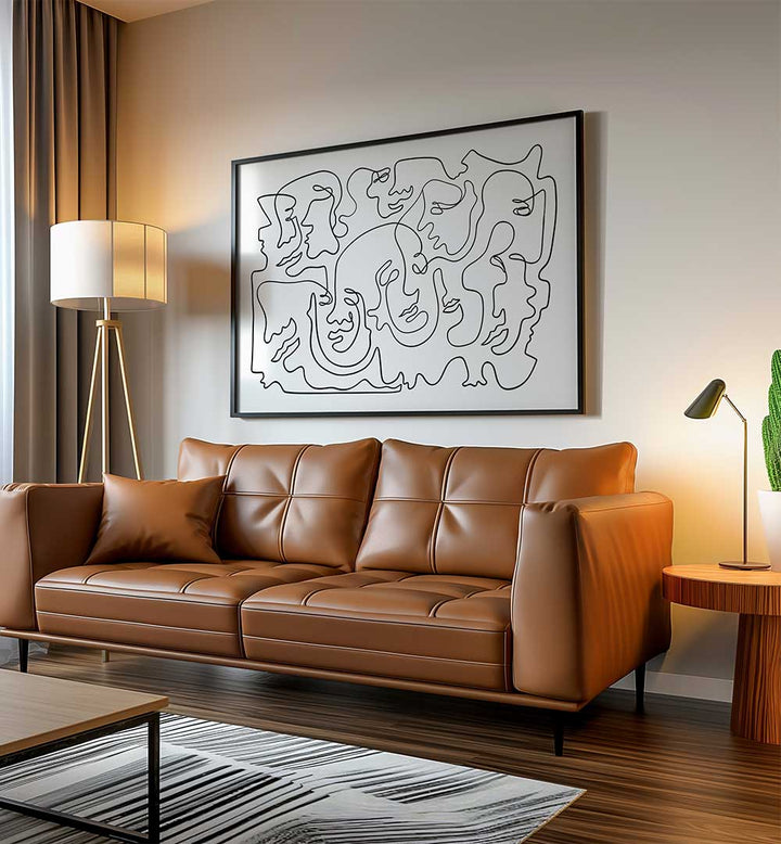 FACES IN FLOW , LINE ART PAINTINGS