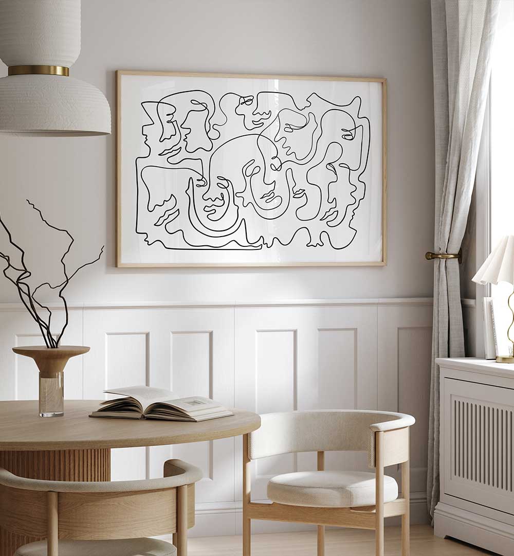 FACES IN FLOW , LINE ART PAINTINGS