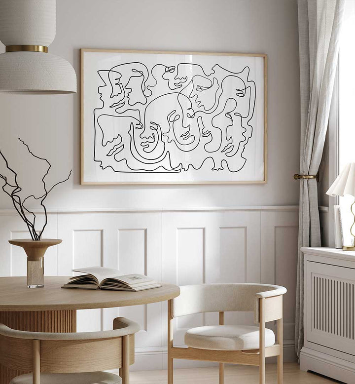 FACES IN FLOW , LINE ART PAINTINGS