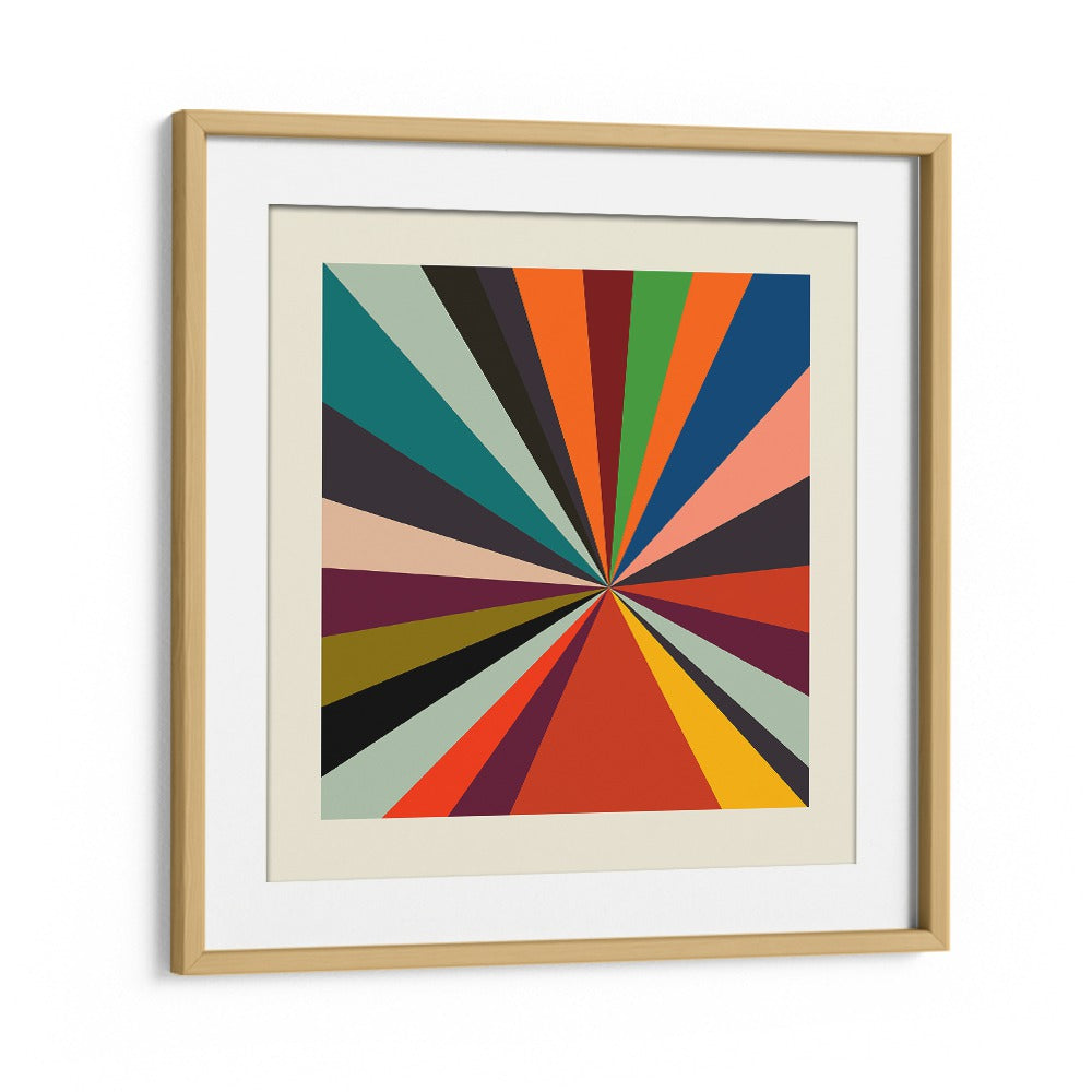 Faces Stripes Minimal Abstract Art Artwork in Oak Wood Frame With Mount