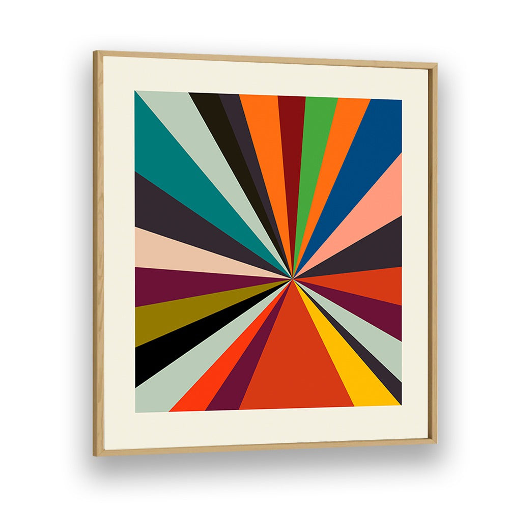 Faces Stripes Minimal Abstract Art Artwork in Oak Wood Plain Frame
