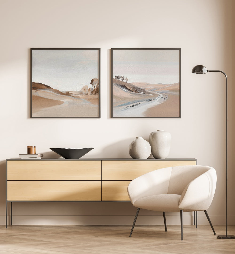 FARM VIEW SET , SET OF 2 PAINTINGS