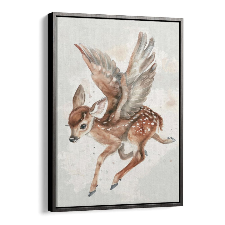 Fawn Fairy Frolic II Kids Art Artwork in Black Floater Frame
