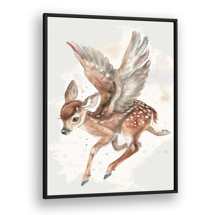 Fawn Fairy Frolic II Kids art Artwork in Black Plain Frame
