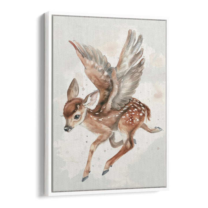 Fawn Fairy Frolic II Kids art painting Artwork in White Floater Frame
