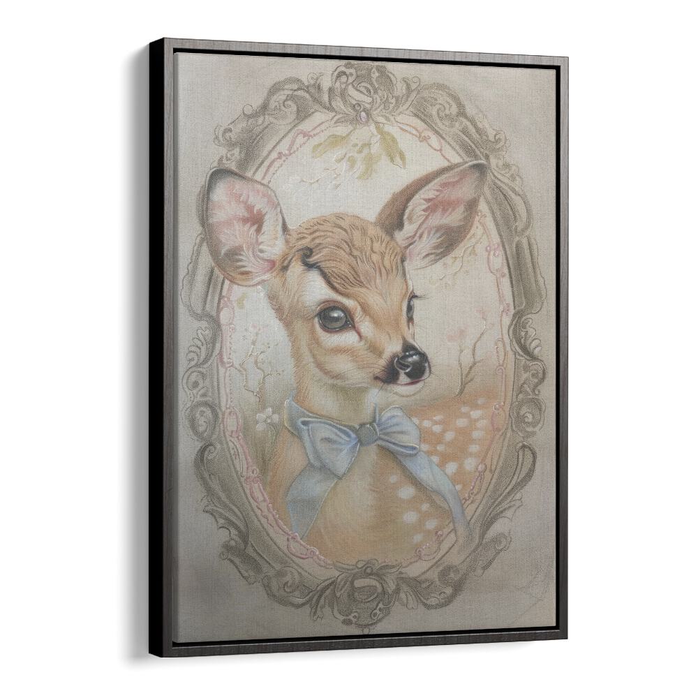 Fawn In My Window Kids Art Artwork in Black Floater Frame
