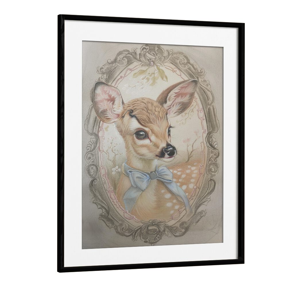 Fawn In My Window Kids Art Artwork in Black Frame With Mount
