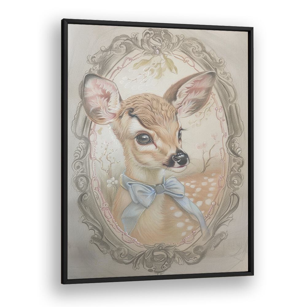 Fawn In My Window Kids art Artwork in Black Plain Frame
