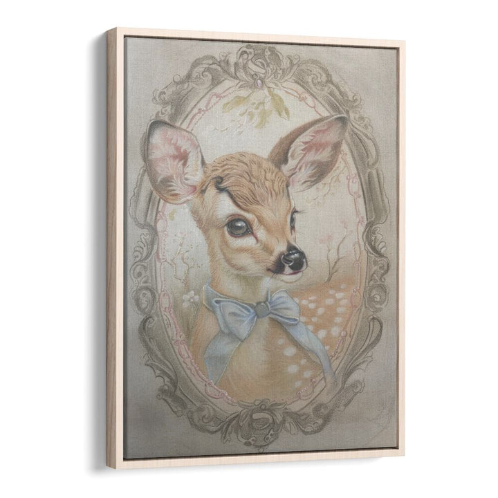 Fawn In My Window Kids Art Artwork in Oak Wood Floater Frame
