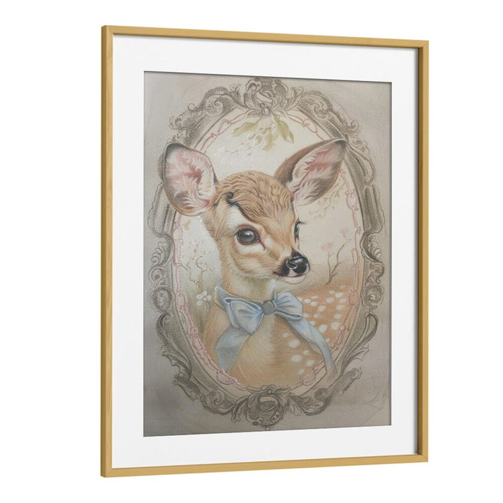 Fawn In My Window Kids Art Artwork in Oak Wood Frame With Mount
