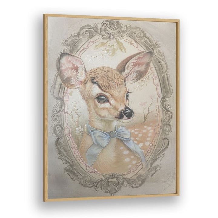 Fawn In My Window Kids Art Artwork in Oak Wood Plain Frame
