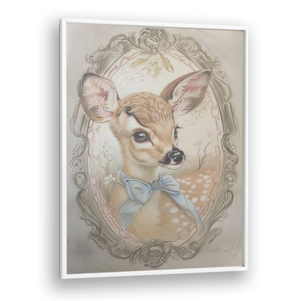 Fawn In My Window Kids art Artwork in White Plain Frame White
