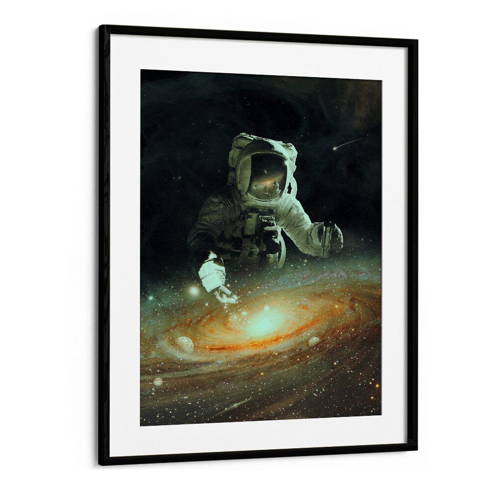 Feeding The Abyss By Francis Minoza Astronaut & Nasa Paintings, Space Art Prints Artwork in Black Frame With Mount
