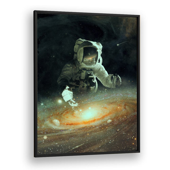 Feeding The Abyss By Francis Minoza Astronaut & Nasa Paintings, Space Art Prints Artwork in Black Plain Frame
