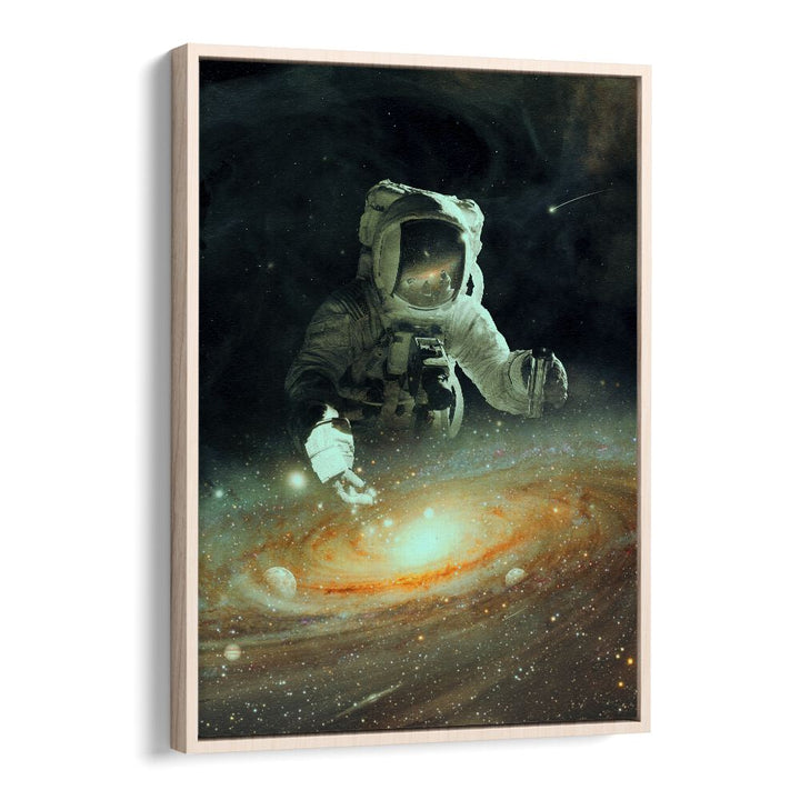 Feeding The Abyss By Francis Minoza Astronaut & Nasa Paintings, Space Art Prints Artwork in Oak Wood Floater Frame
