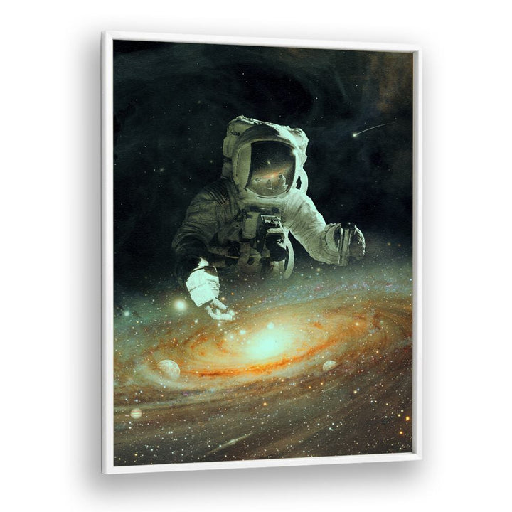 Feeding The Abyss By Francis Minoza Astronaut & Nasa Paintings, Space Art Prints Artwork in White Plain Frame
