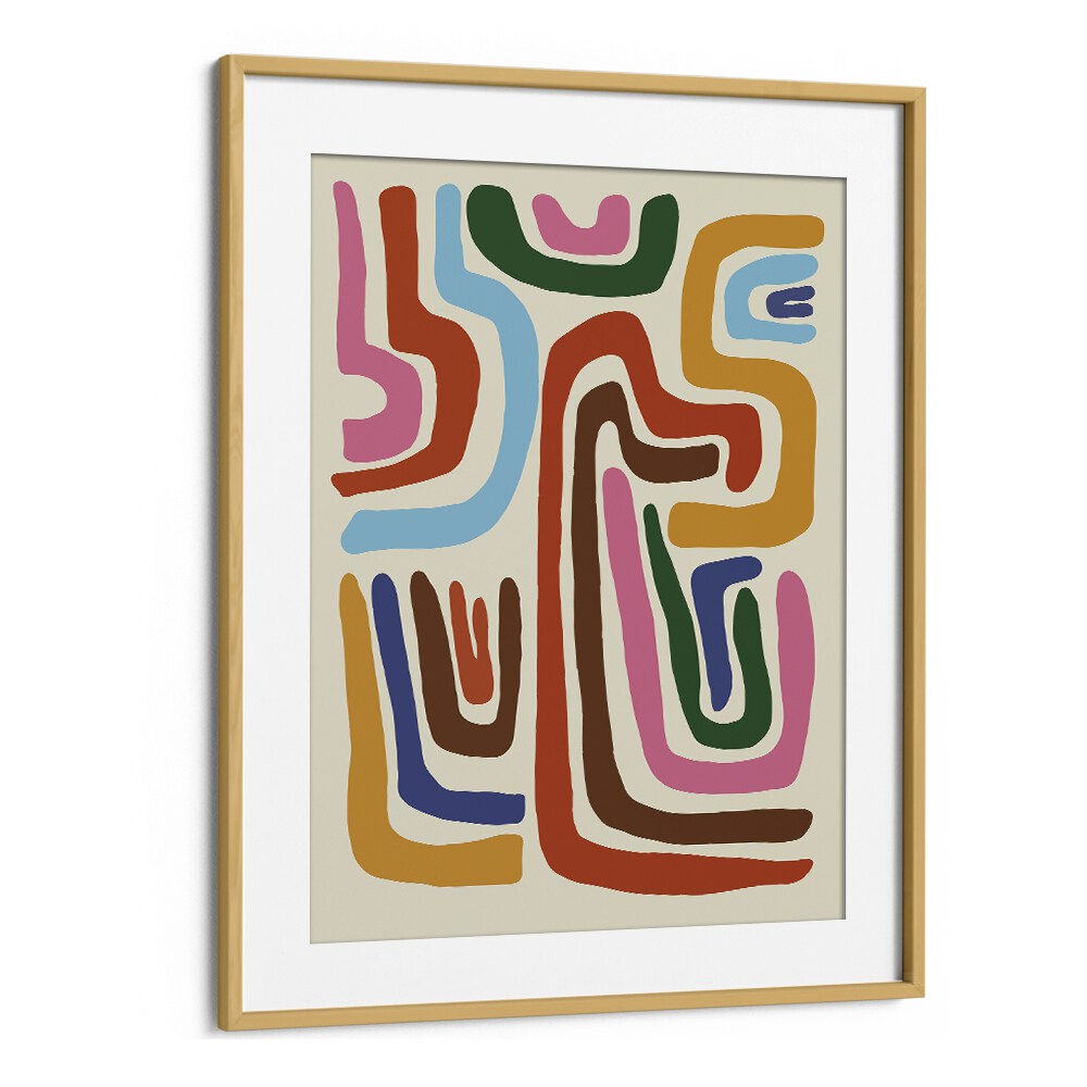 Feeling Flow, Abstract Art Prints Artwork in Oak Wood Frame With Mount
