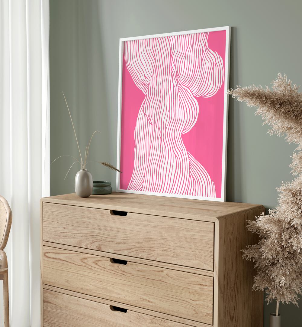 Fibers I (Pink) FashionArt  Artwork in Gallery Wrap Artwork Placed on a wall In A Living Room 