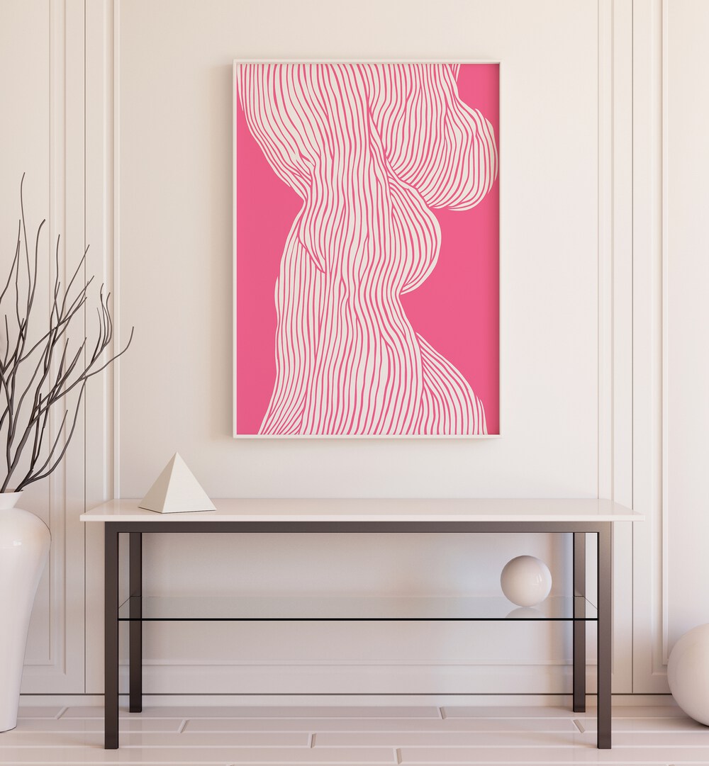 Fibers I (Pink) FashionArt  Artwork in Gallery Wrap Artwork Placed on a wall In A Living Room 