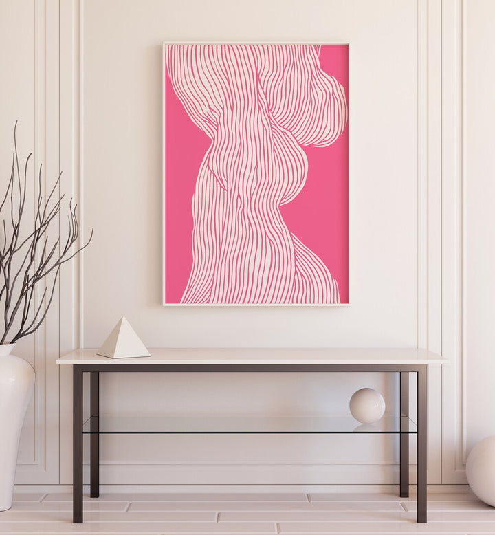 Fibers I (Pink) FashionArt  Artwork in Gallery Wrap Artwork Placed on a wall In A Living Room 