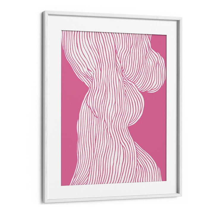 Fibers I (Pink) Fashion Art Artwork in White Frame With Mount