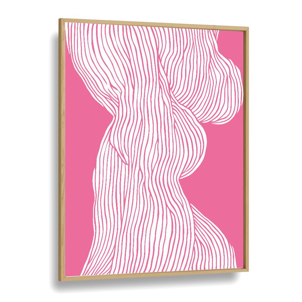 Fibers I (Pink) Fashion Art Artwork in Oak Wood Plain Frame
